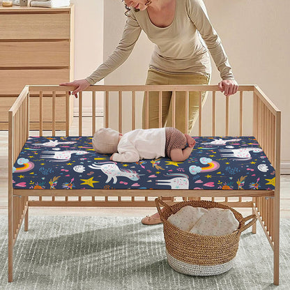 Unicorn Dream Cartoon Pattern Print Baby Crib Sheet