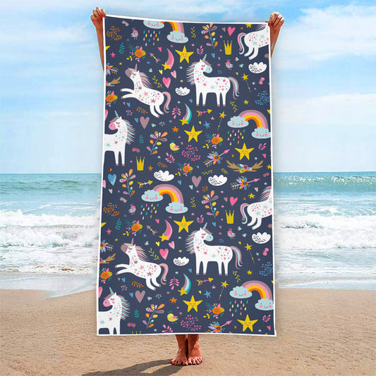 Unicorn Dream Cartoon Pattern Print Beach Towel