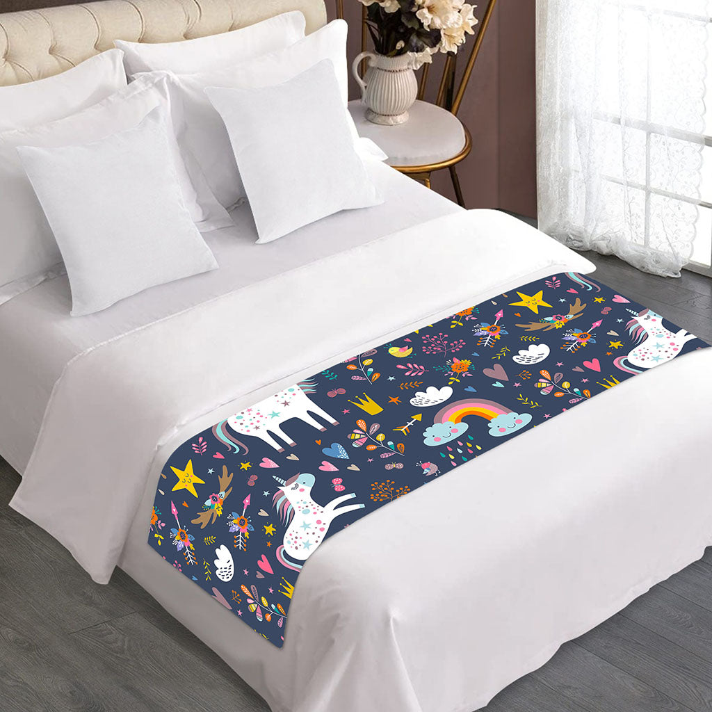 Unicorn Dream Cartoon Pattern Print Bed Runner