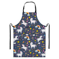 Unicorn Dream Cartoon Pattern Print Bib Apron With Pocket