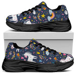 Unicorn Dream Cartoon Pattern Print Black Chunky Shoes