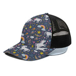 Unicorn Dream Cartoon Pattern Print Black Mesh Trucker Cap