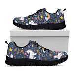 Unicorn Dream Cartoon Pattern Print Black Running Shoes