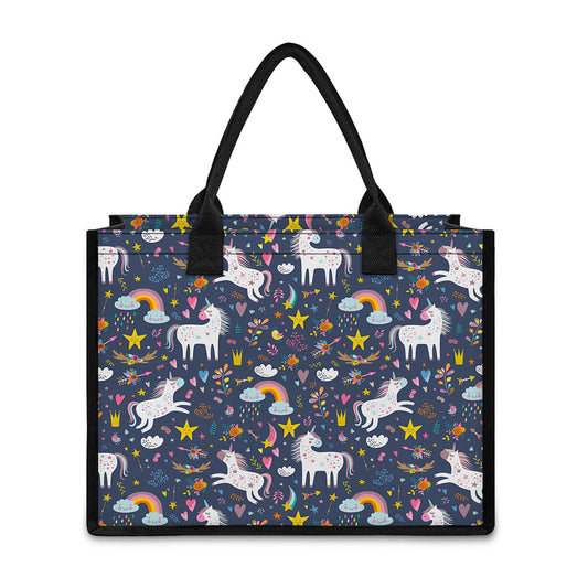 Unicorn Dream Cartoon Pattern Print Canvas Tote Bag