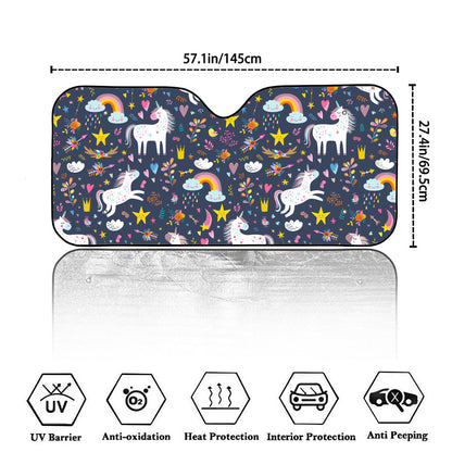 Unicorn Dream Cartoon Pattern Print Car Windshield Sun Shade