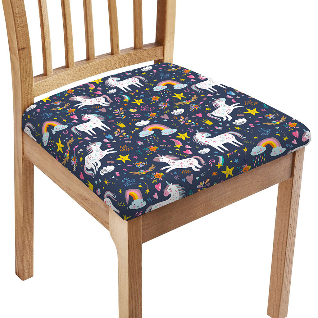 Unicorn Dream Cartoon Pattern Print Chair Cushion Cover