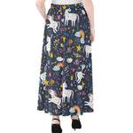 Unicorn Dream Cartoon Pattern Print Chiffon Maxi Skirt