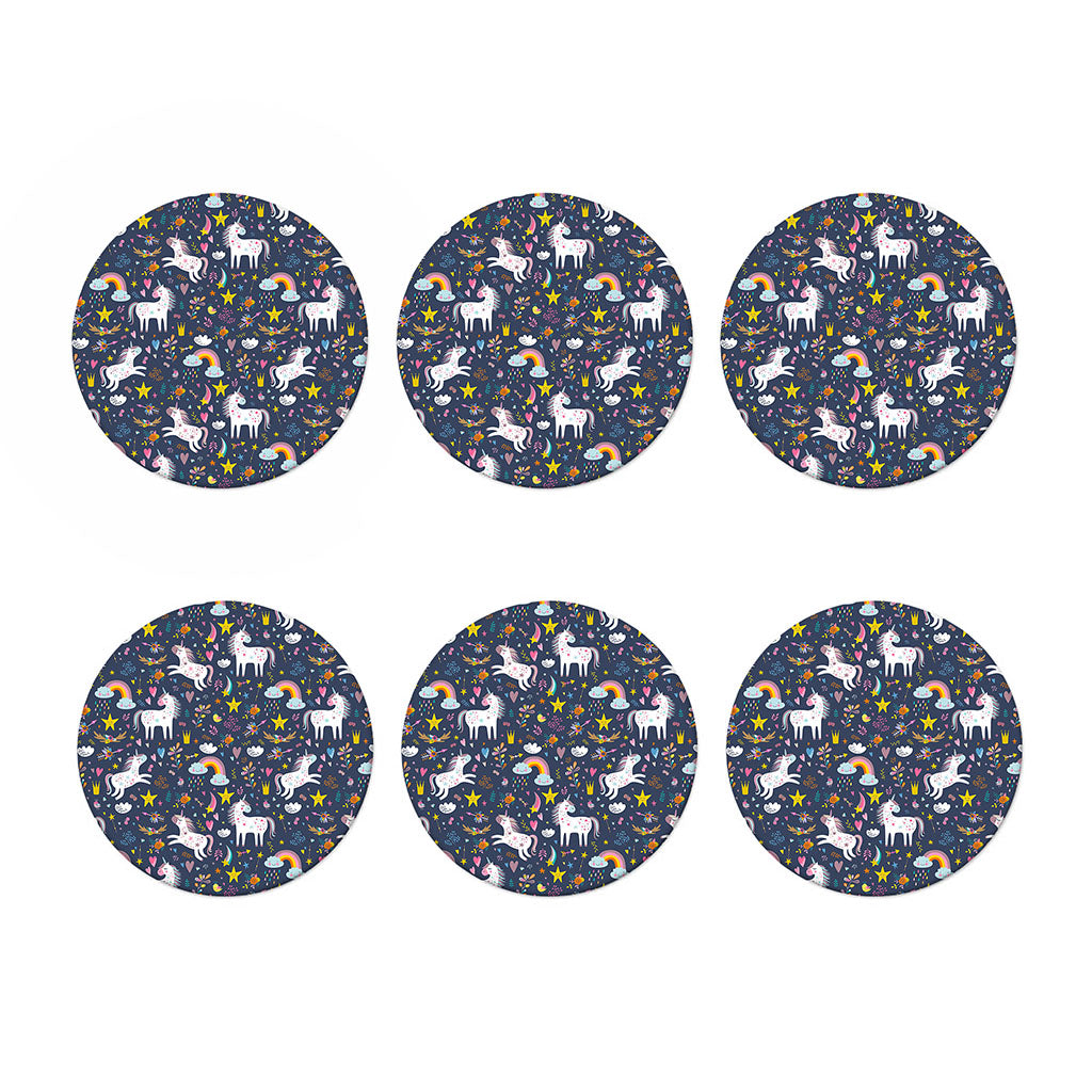 Unicorn Dream Cartoon Pattern Print Coaster Set