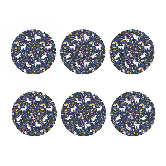 Unicorn Dream Cartoon Pattern Print Coaster Set