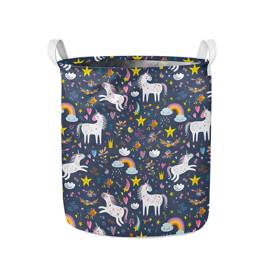 Unicorn Dream Cartoon Pattern Print Collapsible Laundry Basket