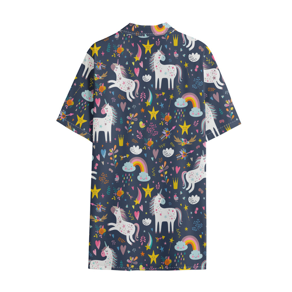 Unicorn Dream Cartoon Pattern Print Cotton Hawaiian Shirt