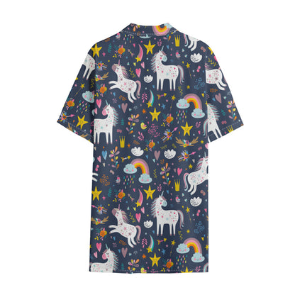 Unicorn Dream Cartoon Pattern Print Cotton Hawaiian Shirt