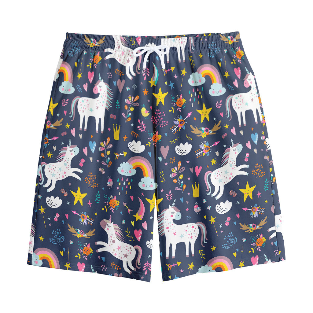Unicorn Dream Cartoon Pattern Print Cotton Shorts