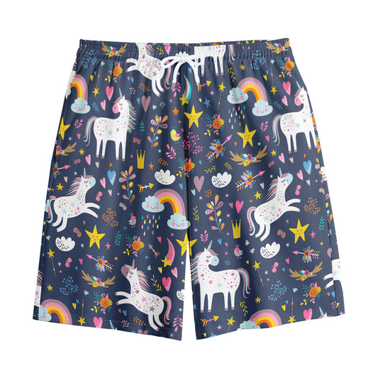 Unicorn Dream Cartoon Pattern Print Cotton Shorts