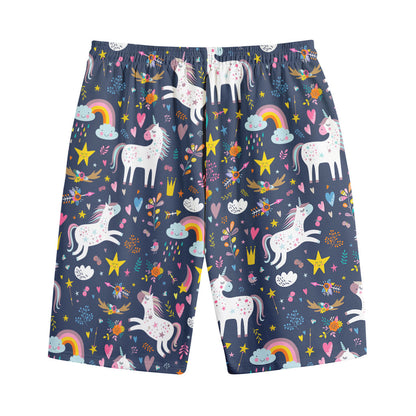 Unicorn Dream Cartoon Pattern Print Cotton Shorts