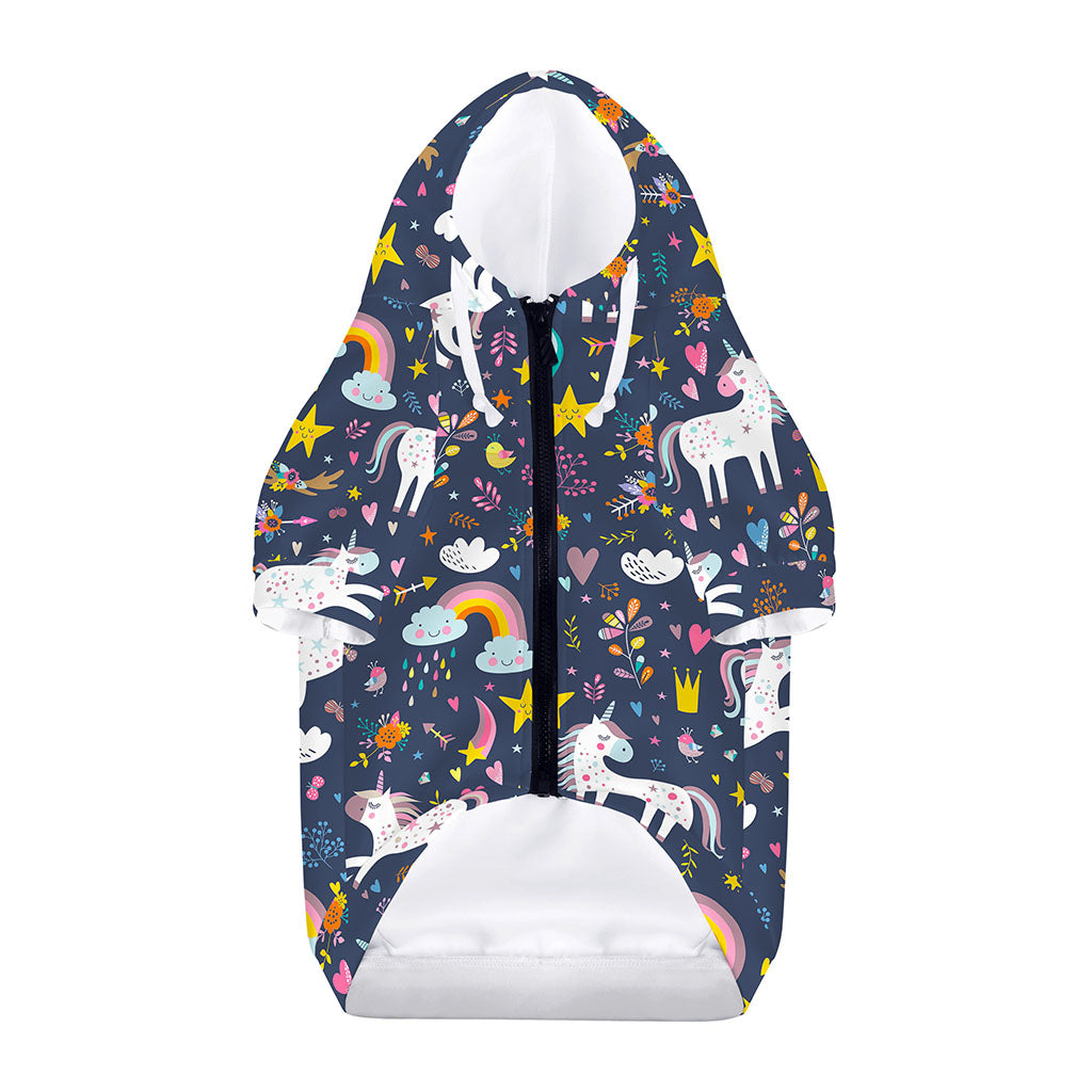 Unicorn Dream Cartoon Pattern Print Dog Zip Up Hoodie