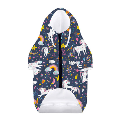 Unicorn Dream Cartoon Pattern Print Dog Zip Up Hoodie