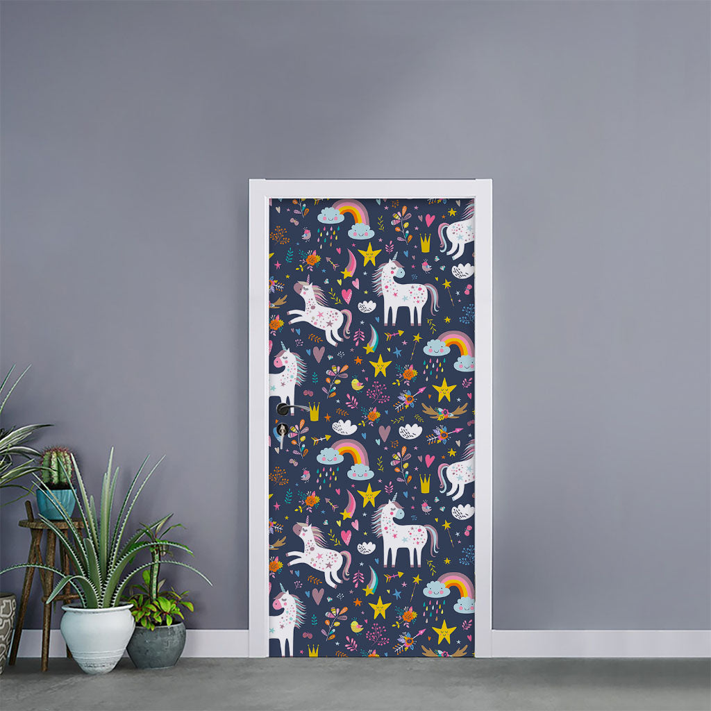 Unicorn Dream Cartoon Pattern Print Door Sticker