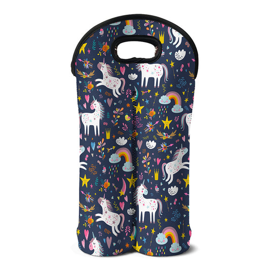 Unicorn Dream Cartoon Pattern Print Double Neoprene Wine Tote