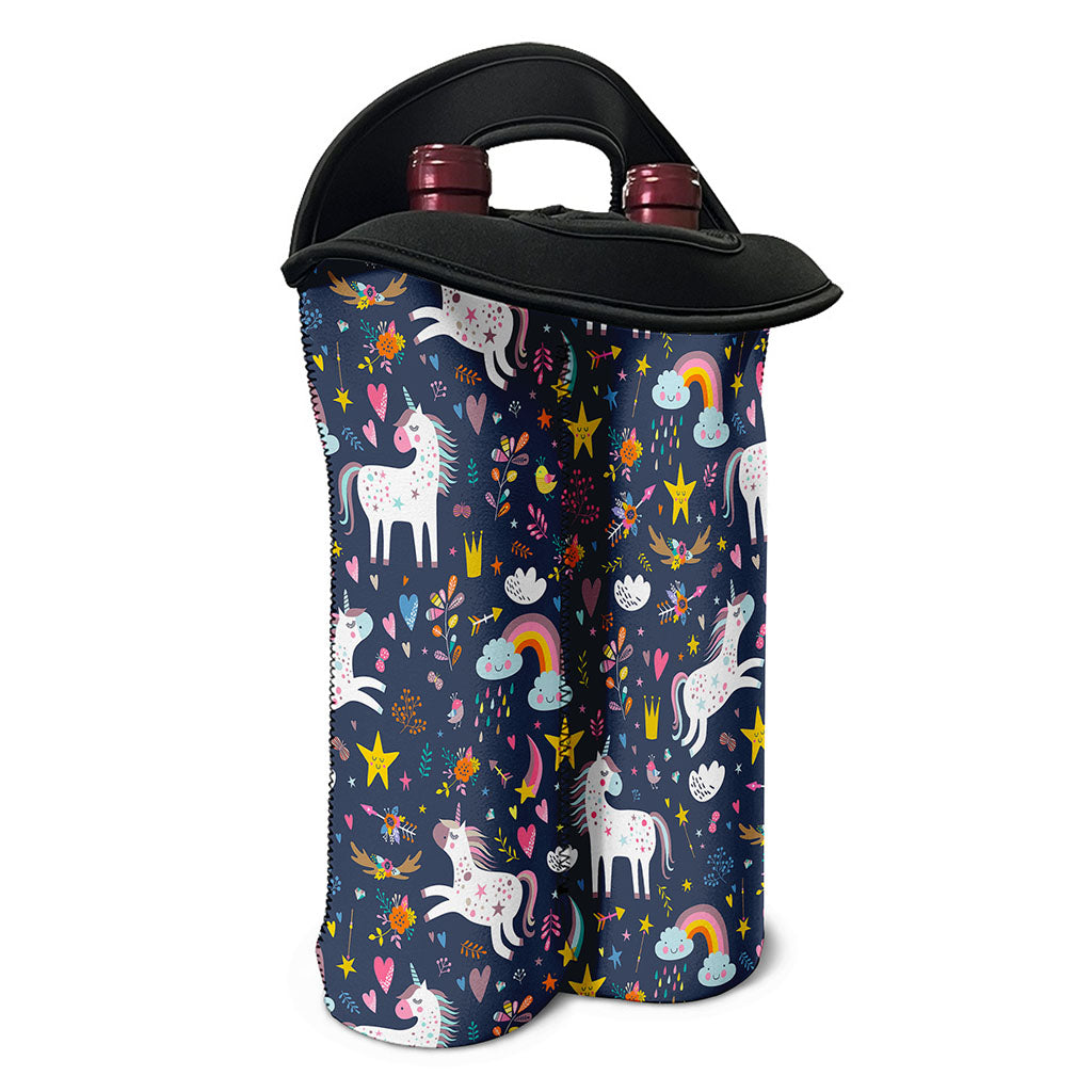 Unicorn Dream Cartoon Pattern Print Double Neoprene Wine Tote