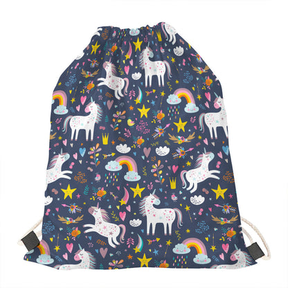Unicorn Dream Cartoon Pattern Print Drawstring Bag