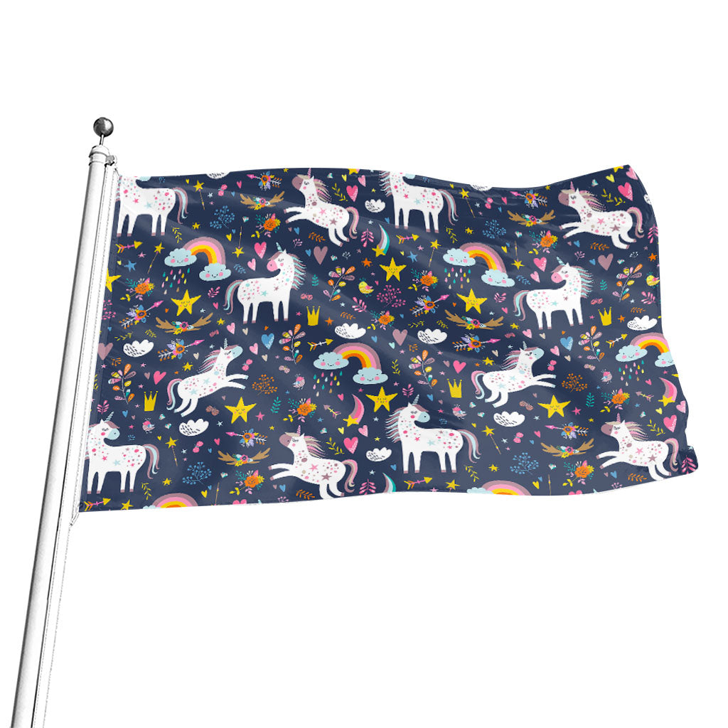 Unicorn Dream Cartoon Pattern Print Flag