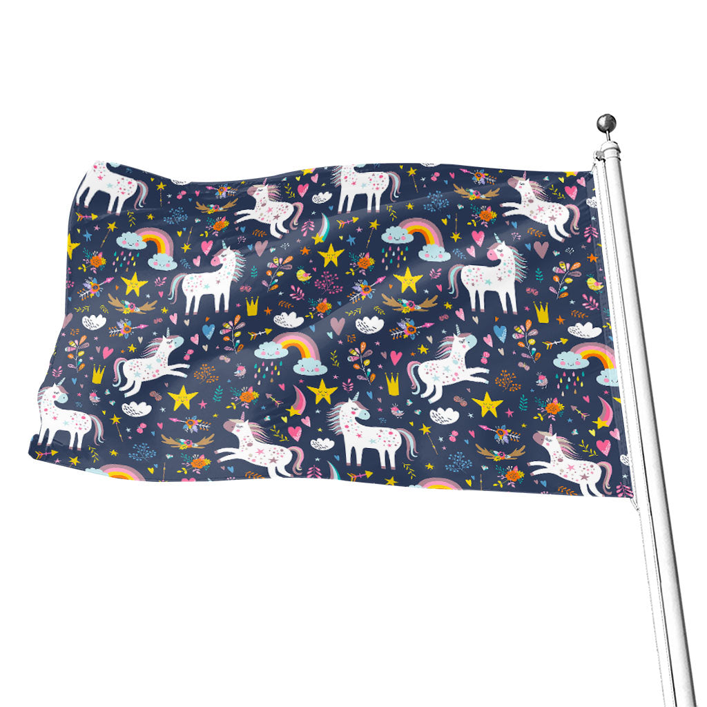 Unicorn Dream Cartoon Pattern Print Flag