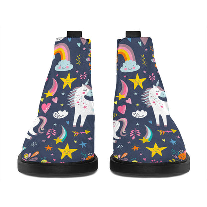 Unicorn Dream Cartoon Pattern Print Flat Ankle Boots