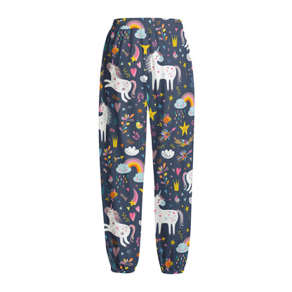 Unicorn Dream Cartoon Pattern Print Fleece Lined Knit Pants