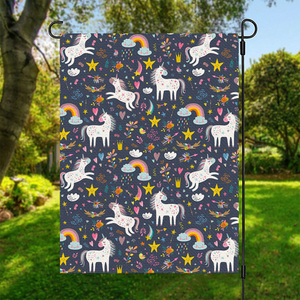 Unicorn Dream Cartoon Pattern Print Garden Flag