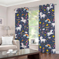 Unicorn Dream Cartoon Pattern Print Grommet Curtains