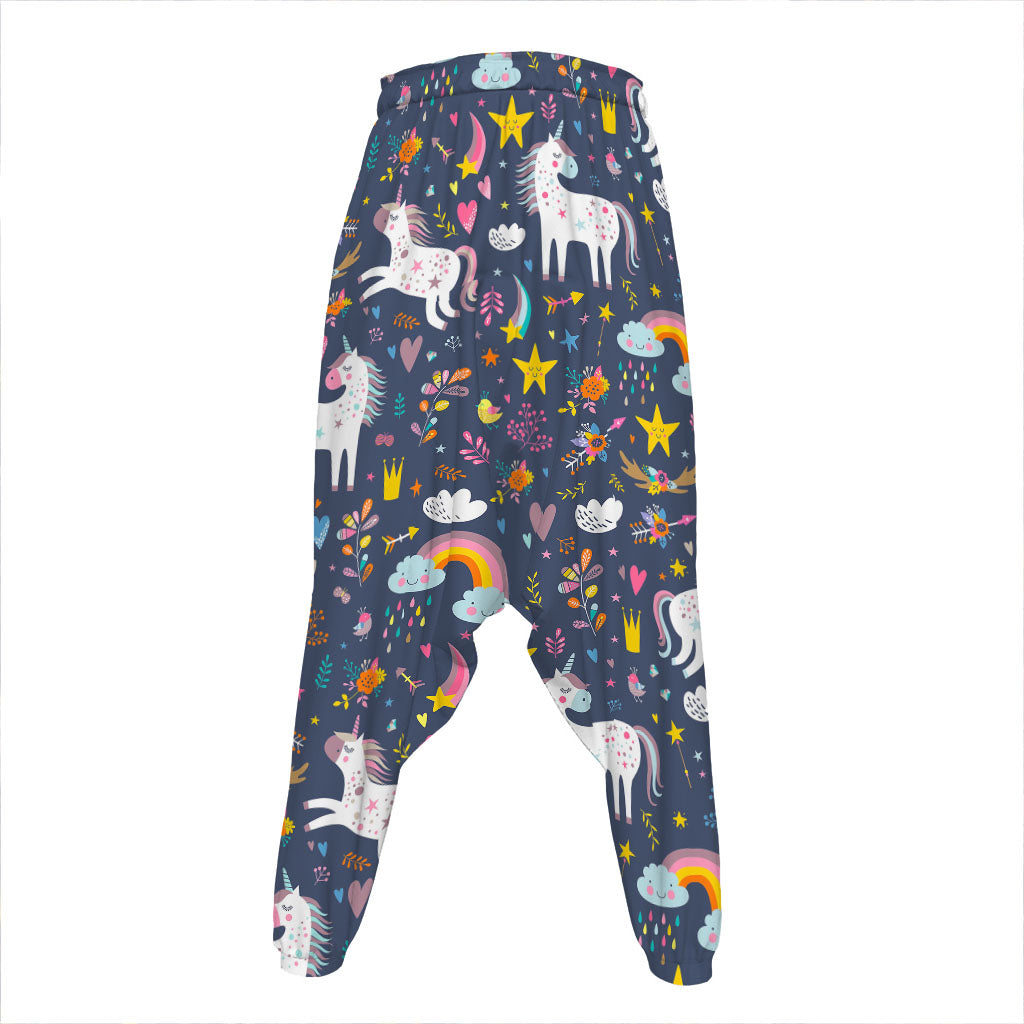 Unicorn Dream Cartoon Pattern Print Hammer Pants
