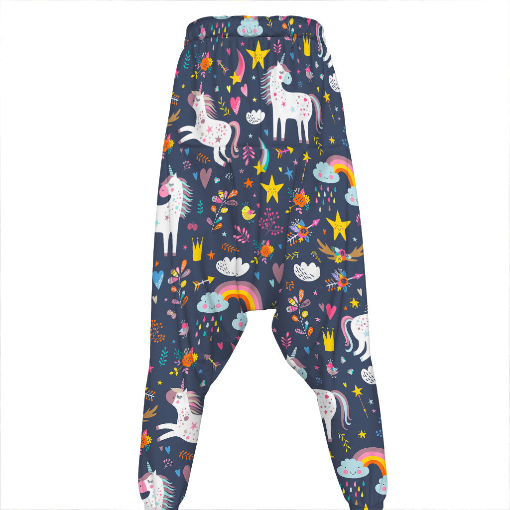 Unicorn Dream Cartoon Pattern Print Hammer Pants