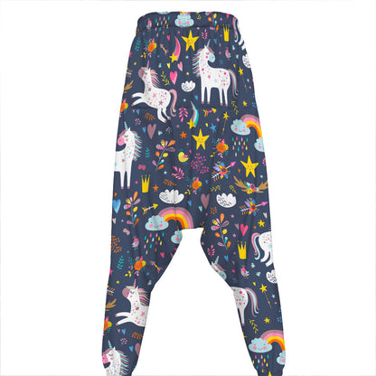 Unicorn Dream Cartoon Pattern Print Hammer Pants