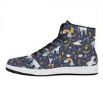 Unicorn Dream Cartoon Pattern Print High Top Leather Sneakers