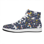 Unicorn Dream Cartoon Pattern Print High Top Leather Sneakers