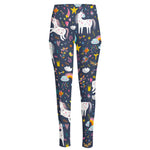 Unicorn Dream Cartoon Pattern Print High-Waisted Pocket Leggings