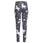 Unicorn Dream Cartoon Pattern Print High-Waisted Pocket Leggings
