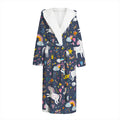 Unicorn Dream Cartoon Pattern Print Hooded Bathrobe