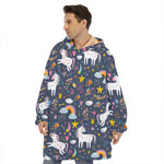Unicorn Dream Cartoon Pattern Print Hoodie Blanket