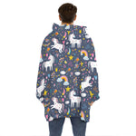Unicorn Dream Cartoon Pattern Print Hoodie Blanket