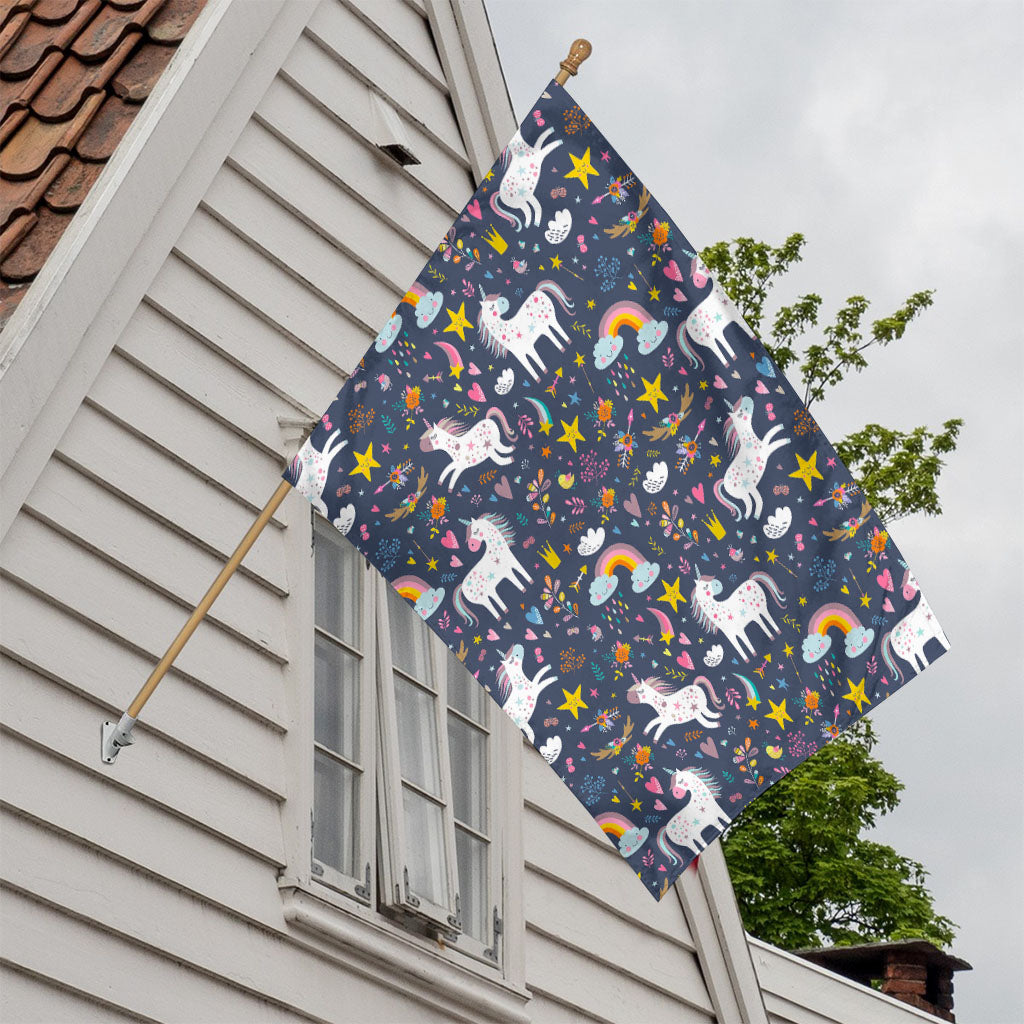 Unicorn Dream Cartoon Pattern Print House Flag