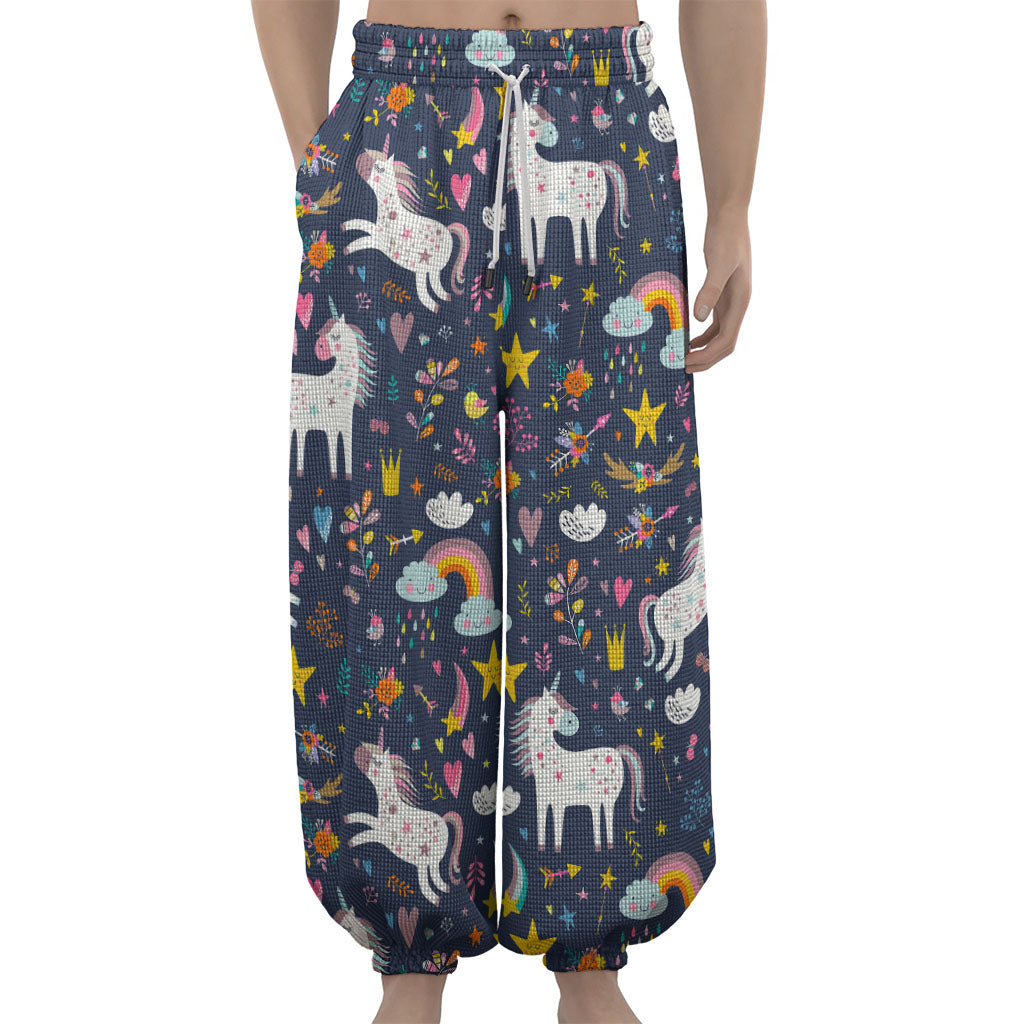 Unicorn Dream Cartoon Pattern Print Lantern Pants