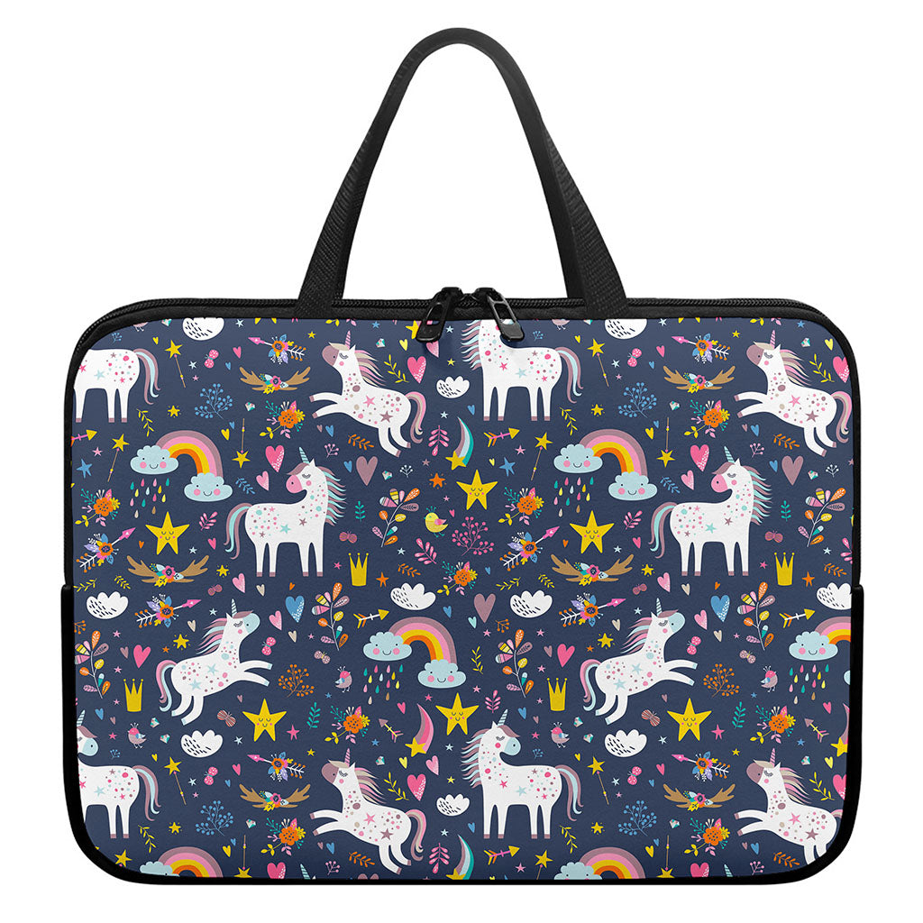 Unicorn Dream Cartoon Pattern Print Laptop Sleeve With Handle