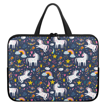 Unicorn Dream Cartoon Pattern Print Laptop Sleeve With Handle