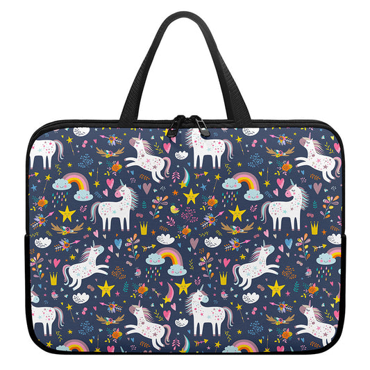 Unicorn Dream Cartoon Pattern Print Laptop Sleeve With Handle