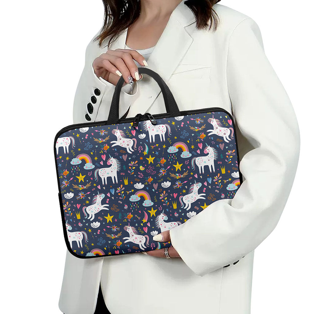 Unicorn Dream Cartoon Pattern Print Laptop Sleeve With Handle