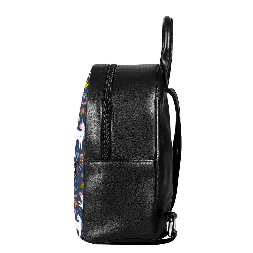 Unicorn Dream Cartoon Pattern Print Leather Backpack