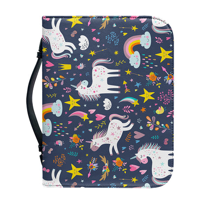 Unicorn Dream Cartoon Pattern Print Leather Bible Cover