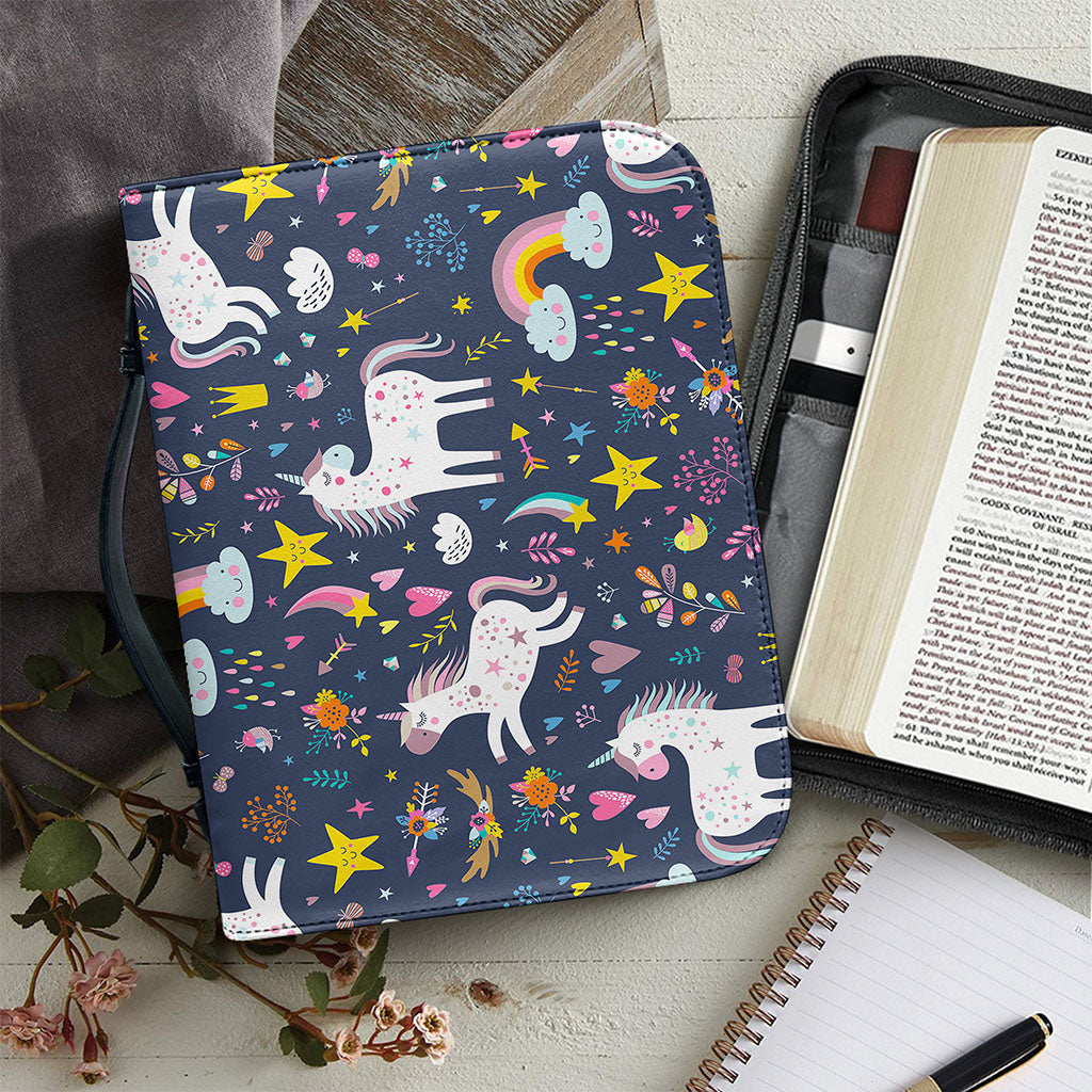 Unicorn Dream Cartoon Pattern Print Leather Bible Cover
